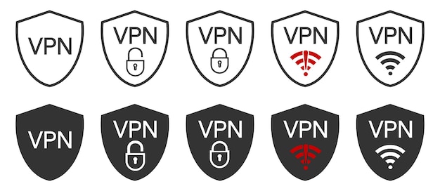 Icono vpn Red privada virtual ilustración símbolo protección vector conectado a internet