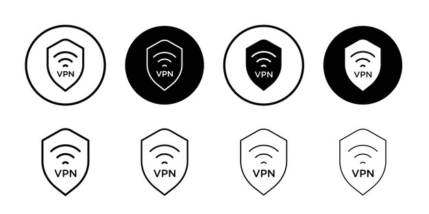 Ícono de Vpn Vector de contorno en blanco y negro