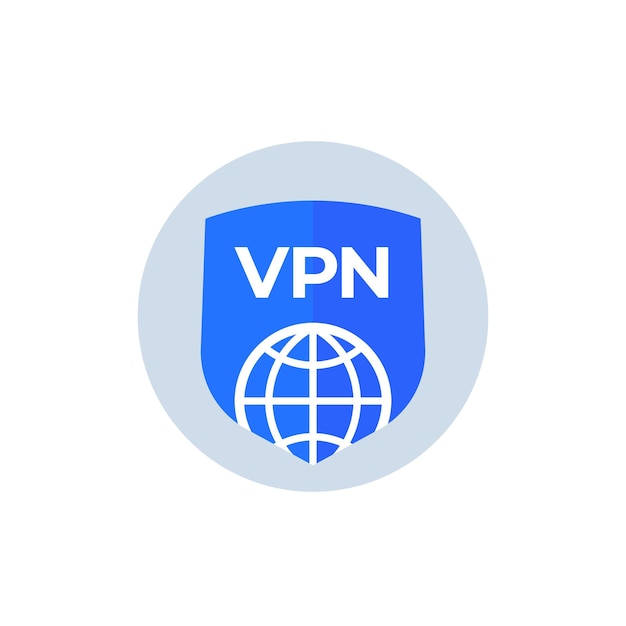 icono VPN con vector plano de escudo