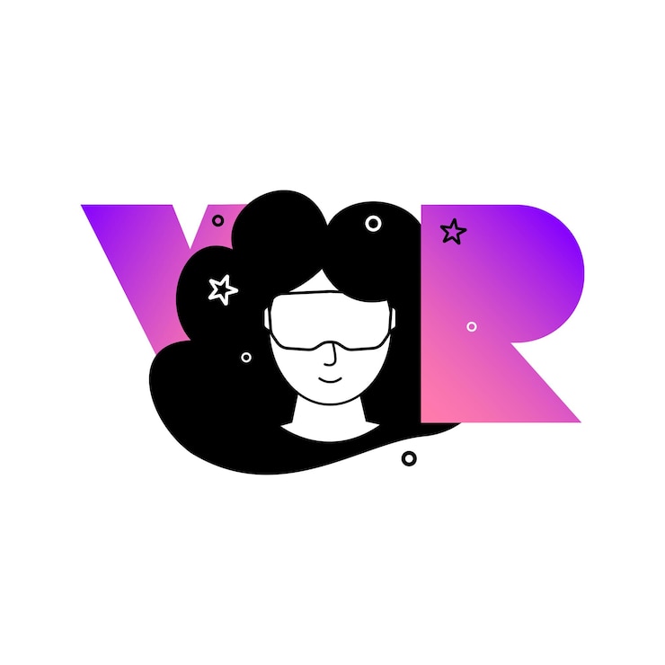 Vector icono de vr con cara en gafas aumentadas realidad virtual