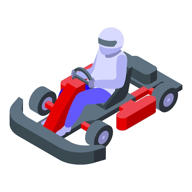 Icono de la vuelta activa del motor vector isométrico Sport cart go