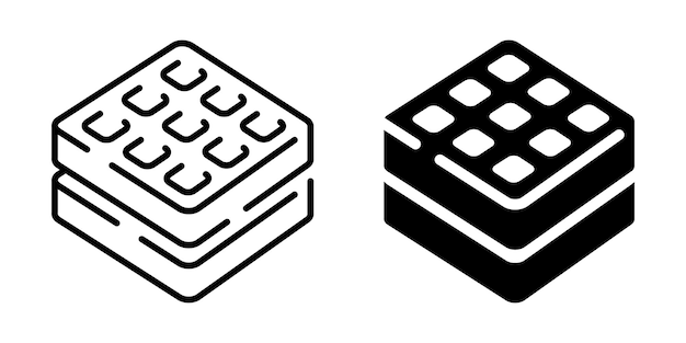 Icono de waffle Estilo isométrico Estilo de línea y silueta