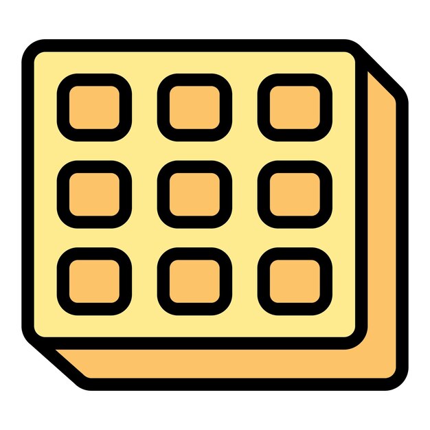 El icono del waffle de la panadería es un vector de contorno Waffle redondo El color de la pastelería de la mañana es plano