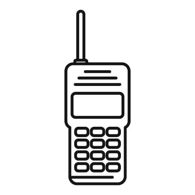 Icono de walkie talkie de guardia icono de vector de walkie talkie de guardia de esquema para diseño web aislado sobre fondo blanco