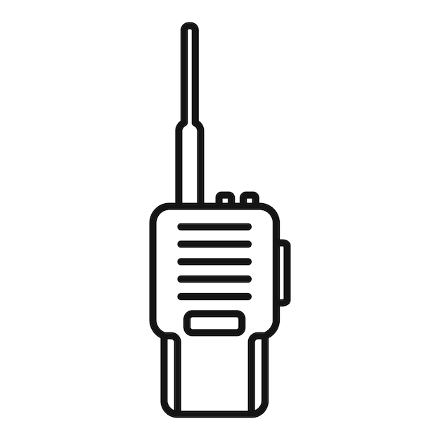 Icono de walkie talkie Icono de vector de walkie talkie de esquema para diseño web aislado sobre fondo blanco