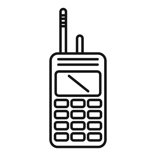 Icono de walkie talkie policía Contorno icono de vector walkie talkie policía para diseño web aislado sobre fondo blanco