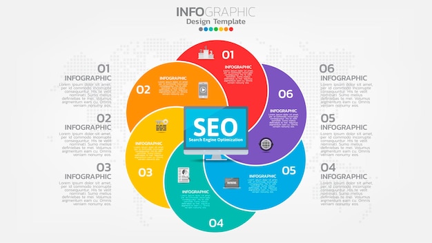 Icono de web de banner de optimización de motor de búsqueda SEO para negocios y marketing