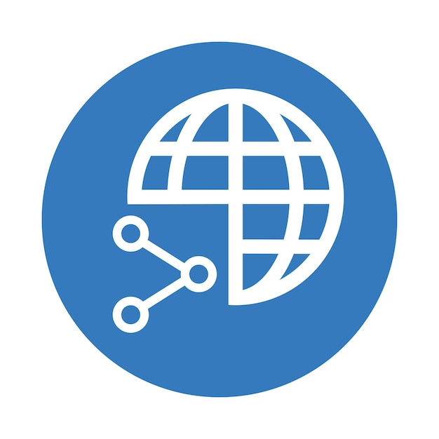 Icono de la web compartida por la red Diseño de color azul