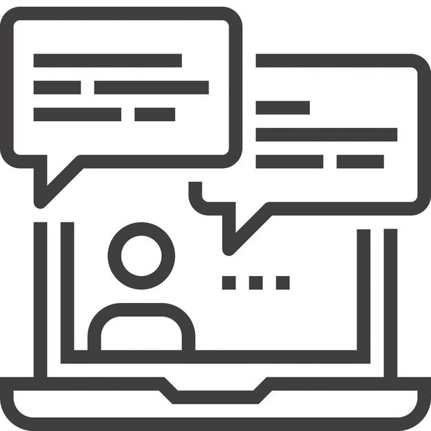 icono de la web de consulta en línea de línea plana