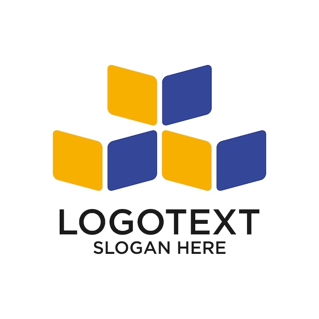 Icono web de cubos de colores para el logotipo del sitio web forma tridimensional en fondo aislado
