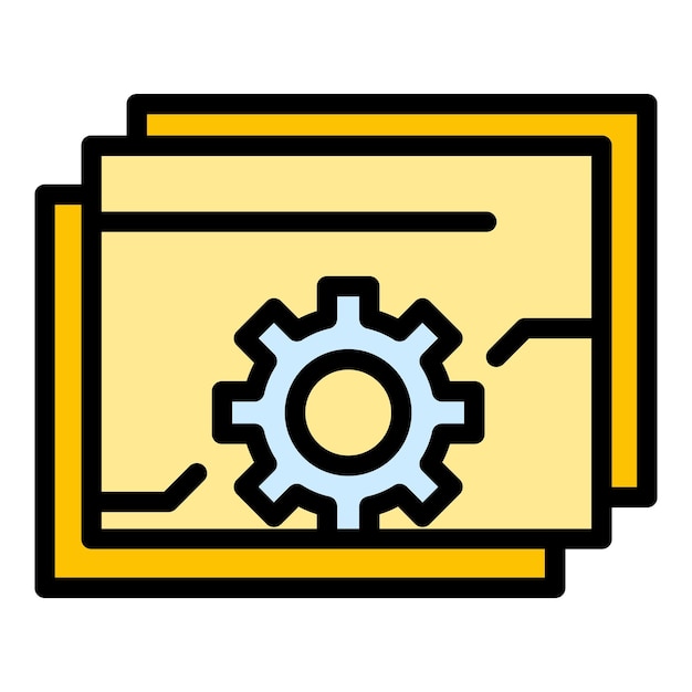 Icono web de engranaje API Esquema icono de vector web de engranaje API para diseño web aislado en color plano de fondo blanco