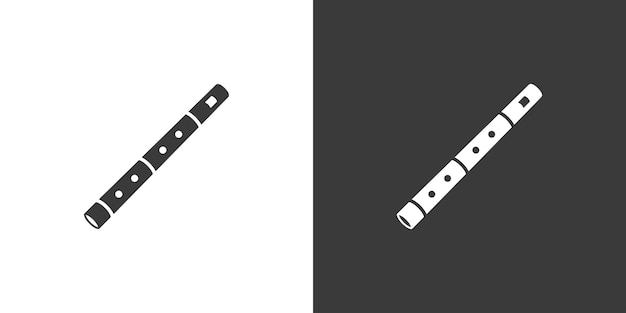 Icono de web plana de flauta de bambú Diseño de logotipo de flauta de bambú Vector de icono negro de flauta de instrumento de viento de madera