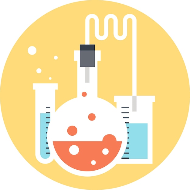 El icono de la web plana de la química