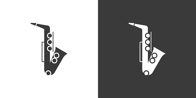 Icono de web plana de saxofón alto Diseño de logotipo de saxofón Vector de icono negro de saxofón de instrumento de latón