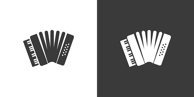 Icono web plano de acordeón Diseño de logotipo de acordeón Icono de acordeón negro de instrumento de aerófono de caña gratis