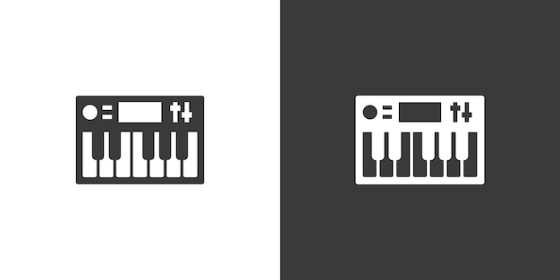 Icono de web plano de teclado musical Logotipo de teclado de sintetizador Vector de icono negro de silueta de sintetizador