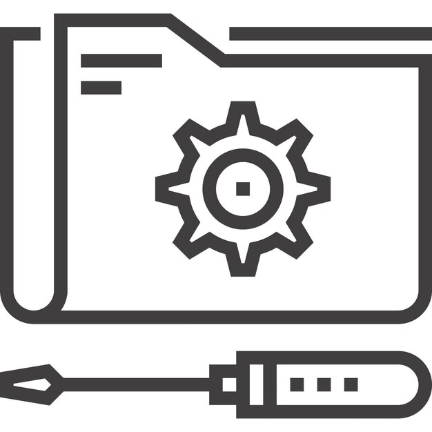 icono de la web de servicio técnico de línea plana