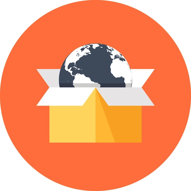 icono de la web de vector plano de embalaje
