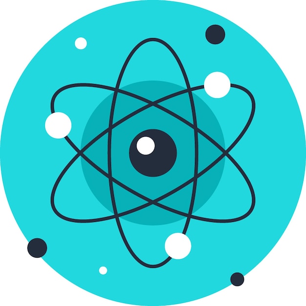 Ícono web de vector plano de la física