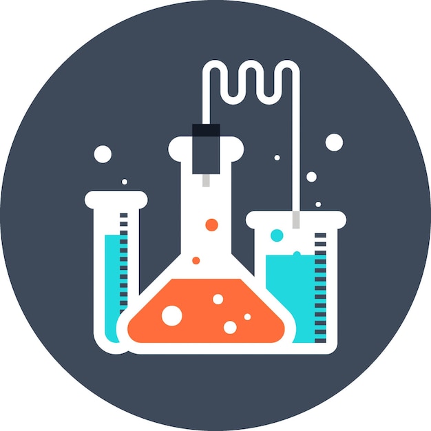 icono web de vector plano de la química