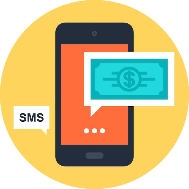 Ícono web de vectores planos para las transacciones de SMS
