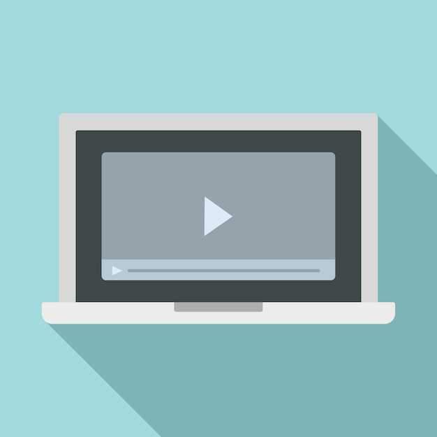 Icono de webinar de portátil Ilustración plana del icono vectorial de webinar del portátil para el diseño web