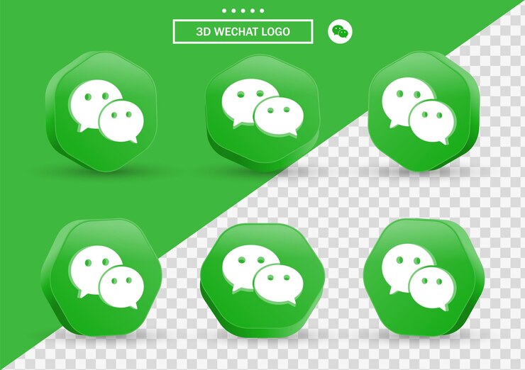 Vector icono de wechat 3d en marco de estilo moderno y polígono para logotipos de iconos de redes sociales