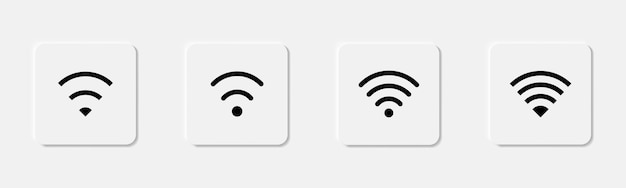 Icono de Wi-Fi establecido Icono de estado de Internet Símbolo de red Signo de Wi-Fi