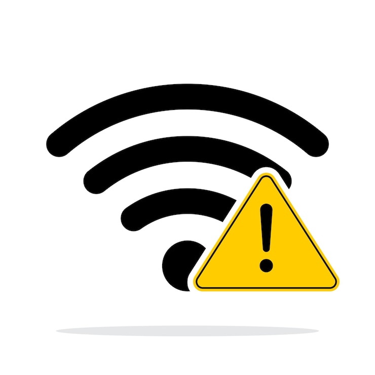 Vector icono de wi-fi vectorial con señal de advertencia