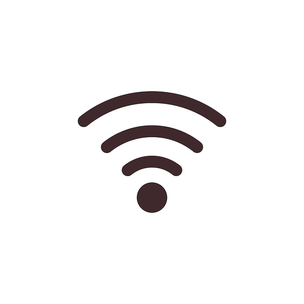 Vector icono wifi buen símbolo de transmisión de señal wifi con ondas de línea punto de acceso de señal de red inalámbrica pictograma de conexión a internet pública ilustración vectorial plana aislada en fondo blanco