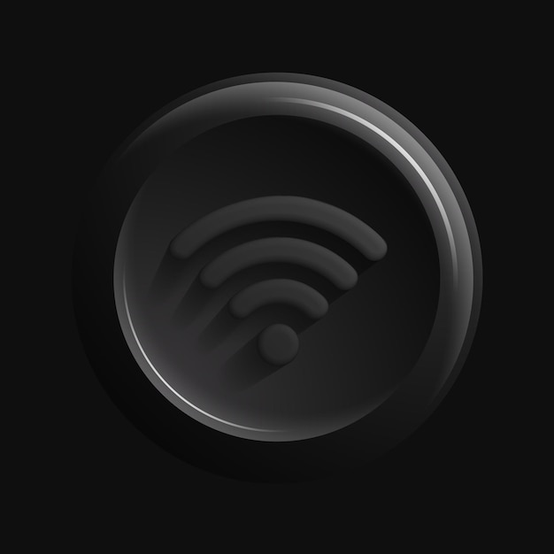 Icono wifi monocromático negro elemento de acceso a internet 3d ilustración vectorial