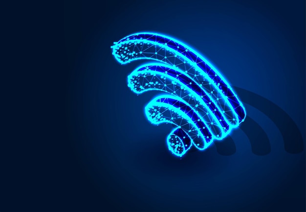 Icono wifi poligonal Vector Low poly wireframe geometría triángulo líneas puntos polígonos formas