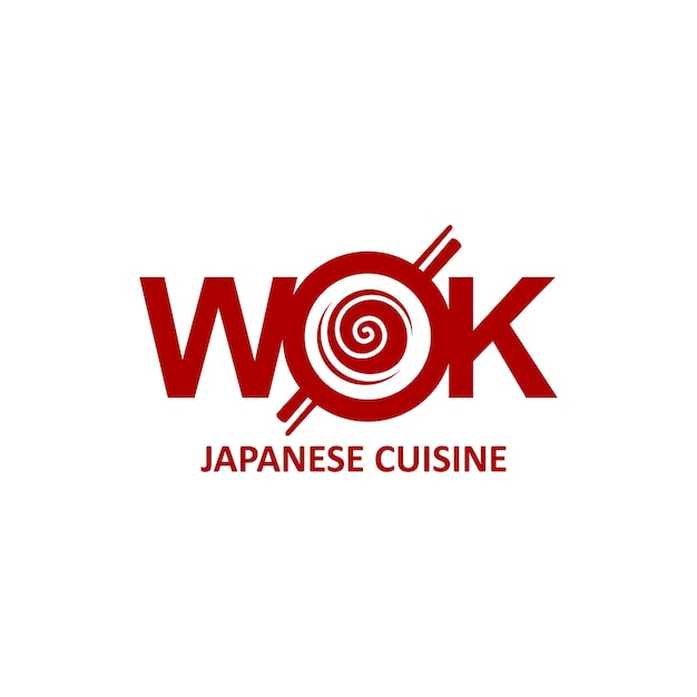 Vector Ícono de wok fideos y palos de cocina china y japonesa emblema vectorial cocina asiática signo de restaurante wok pan con ramen chino o japonés o fideos udon en la portada del menú de platos y comidas