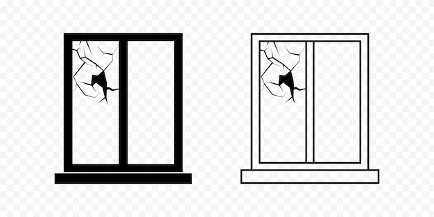 El icono de wondow roto está aislado en un fondo transparente