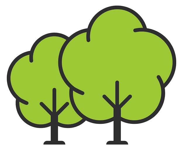 Icono de Woodland Bosque o naturaleza del parque con árboles verdes