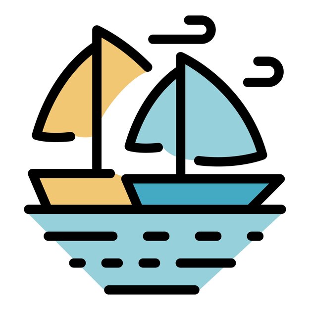 El icono del yate de mar Contorno del icono vectorial del yates de mar Color plano aislado
