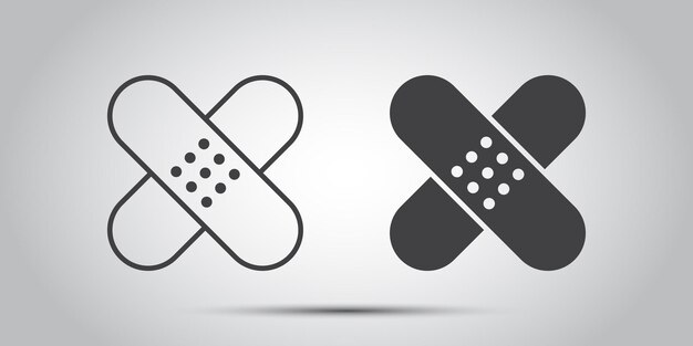 Icono de yeso médico adhesivo en estilo plano Ilustración vectorial de vendaje en fondo aislado Concepto de negocio de carteles adhesivos médicos