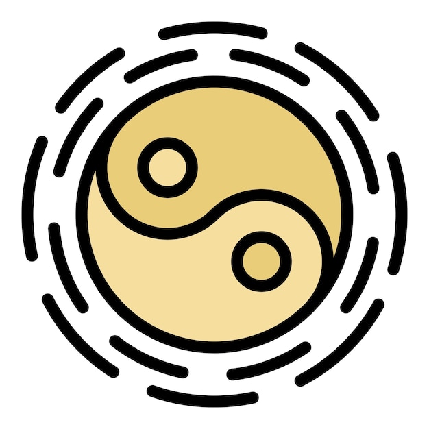 Icono de Yin yang Contorno yin yang vector icono color plano aislado