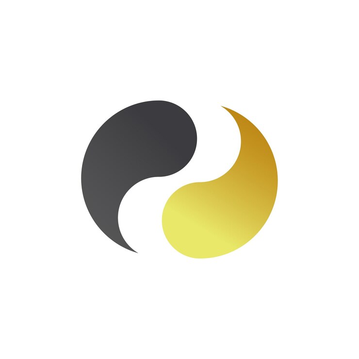 Vector icono ying yang en estilo plano con fondo