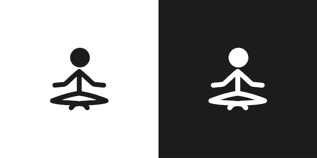 Icono de yoga pictograma vector diseño stick figura hombre yogui meditando vector icono símbolo pictograma