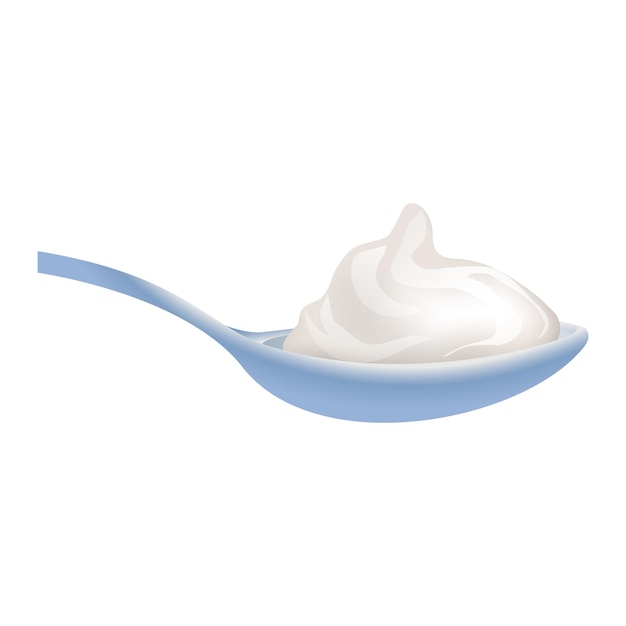 Icono de yogur de cuchara Caricatura de icono de vector de yogur de cuchara para diseño web aislado sobre fondo blanco