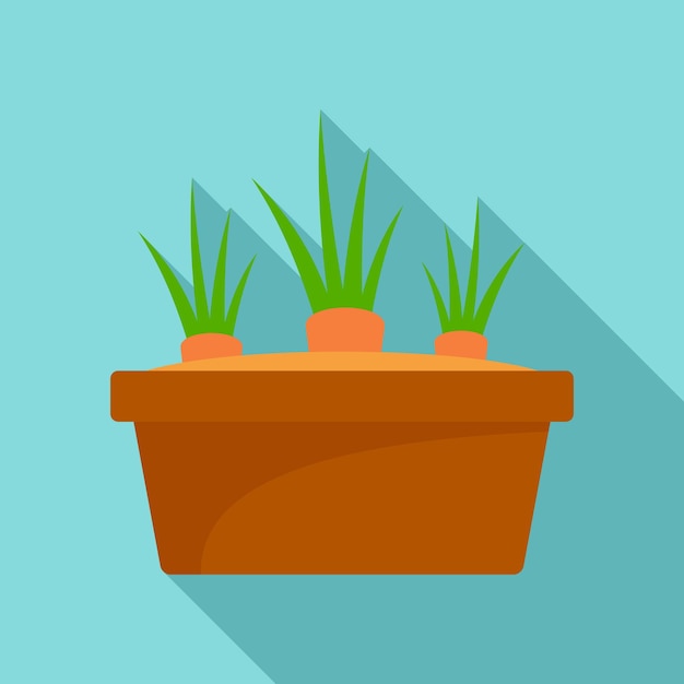 Icono de zanahoria en una olla molida Ilustración plana de un icono vectorial de zanahorias en una tina molida para el diseño web
