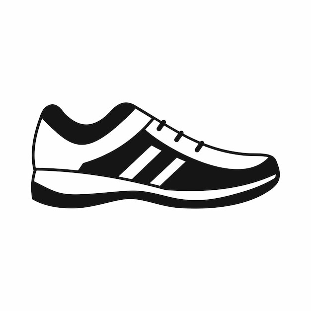 Icono de zapatillas de deporte de los hombres en estilo simple aislado sobre fondo blanco Símbolo de desgaste