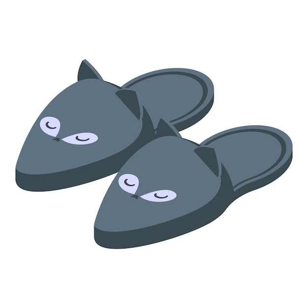 Icono de zapatillas de gato negro vector isométrico Zapato de casa Pies lindos