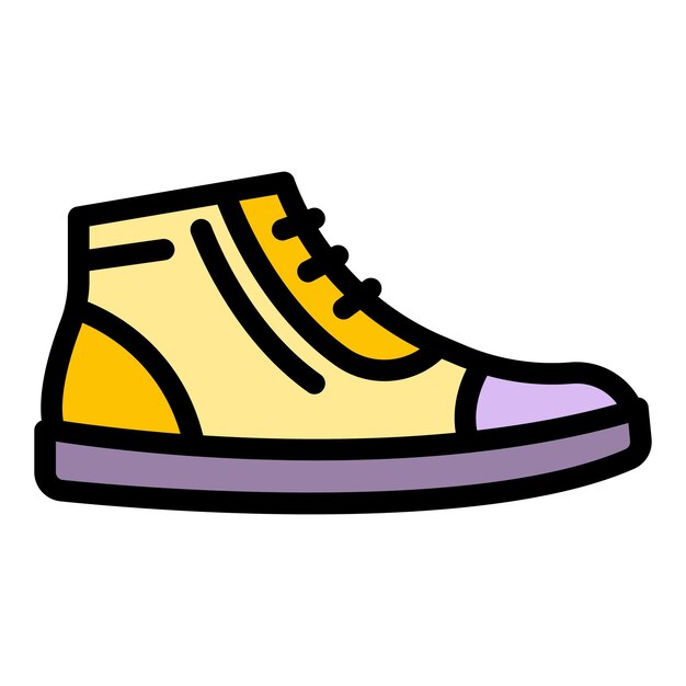El icono de zapatillas de goma El contorno de las zapatillas de caucho El color del icono vectorial es plano y aislado