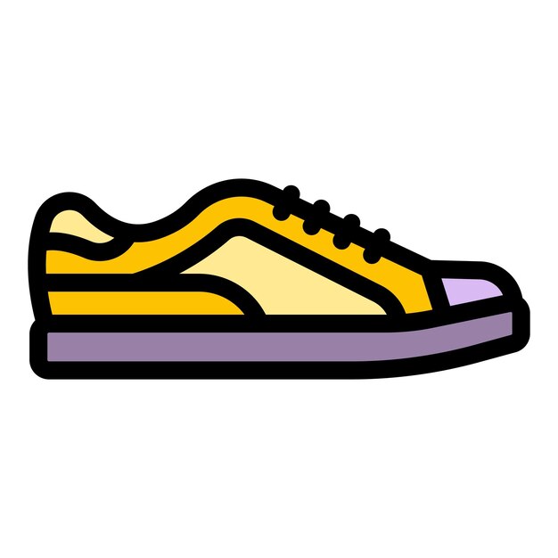 El icono de las zapatillas de rap El contorno de las zapatilla de rap El color del icono vectorial es plano y aislado