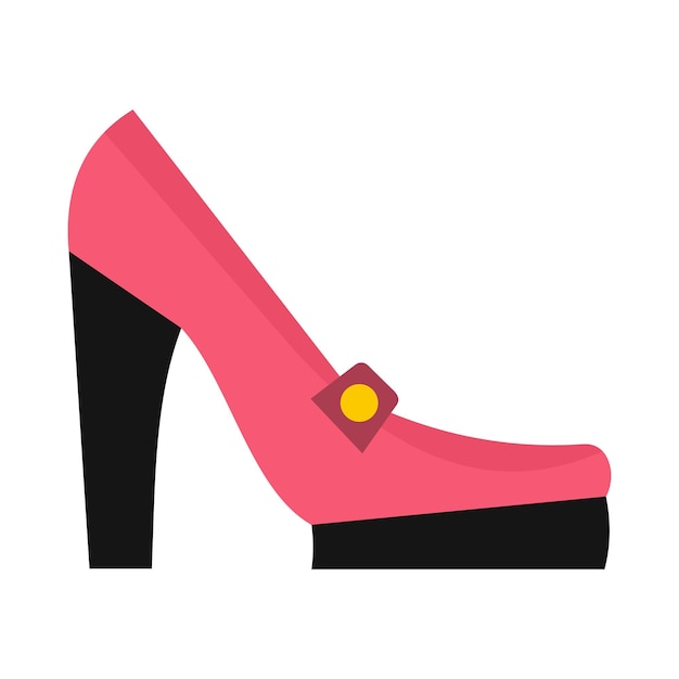 Icono de zapato de tacón rosa en estilo plano sobre un fondo blanco