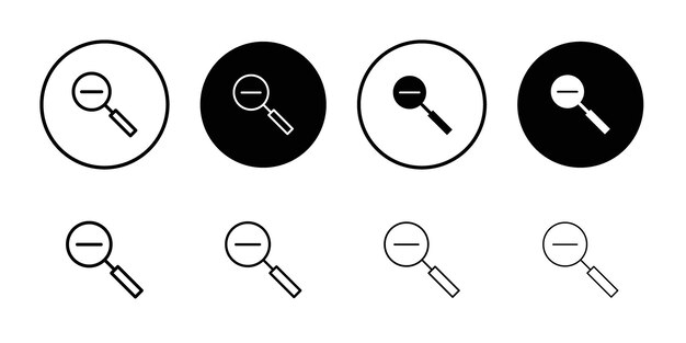 Icono de zoom hacia afuera Colección de conjuntos de relleno plano