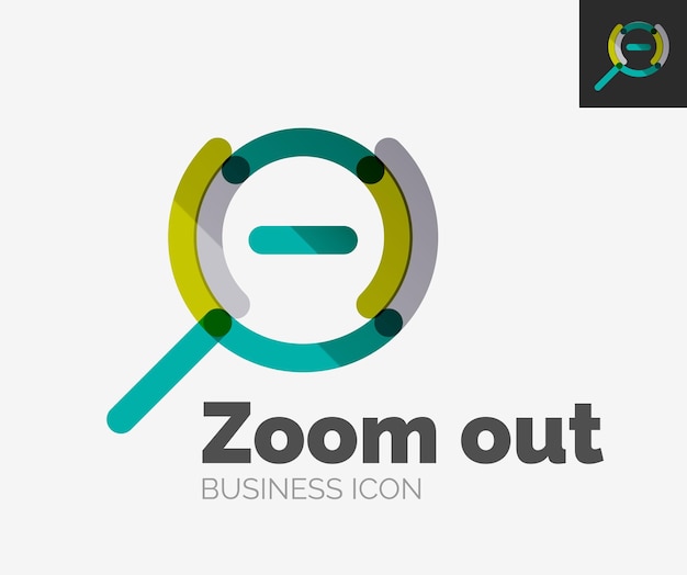Icono de zoom de logotipo de diseño de línea mínima