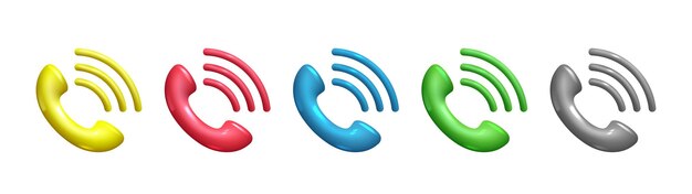 Iconos 3D realistas de teléfono sonando Elementos mínimos 3D reales para el diseño creativo Conjuntos 3D